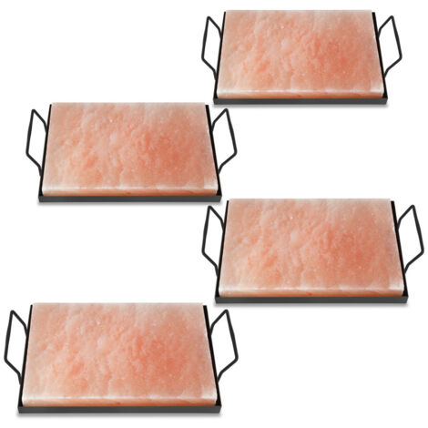 SWANEW Pietra di sale con supporto Pietra di sale per barbecue Set barbecue XL 30x20x3cm Piastra di sale per pasti 4X