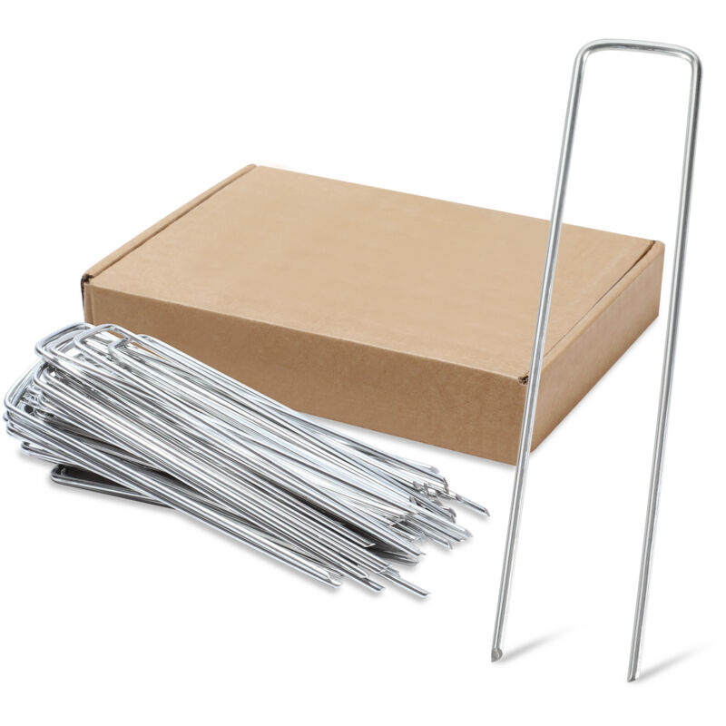 Swanew - 50-1000pcs Piquets de Fixation en Acier Galvanisé, Ø2,8mm, pour Toile de Paillage, Treillis - 200x