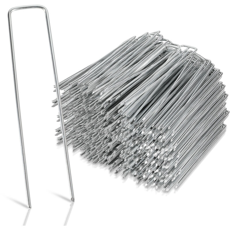 Swanew - 50-1000pcs Piquets de Fixation en Acier Galvanisé, Ø2,8mm, pour Toile de Paillage, Treillis - 300x