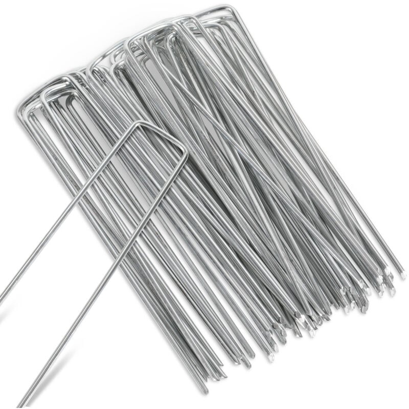 Swanew - 50-1000pcs Piquets de Fixation en Acier Galvanisé, Ø2,8mm, pour Toile de Paillage, Treillis - 150x