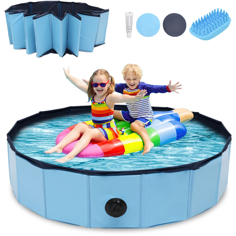 SWANEW Piscine pour chiens 160x30CM PVC Piscine pliante pour enfants Adhésif Piscine Planchas