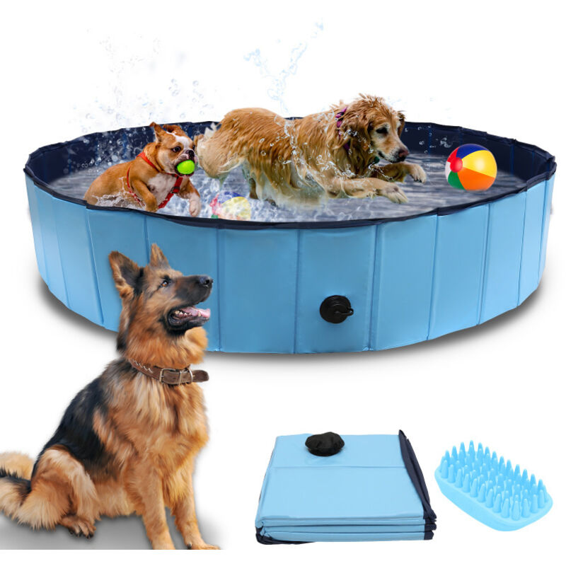 Piscine pour chiens Piscine pour animaux Cadeau Colle pvc+mdf Bain Pliable 160x30CM - Swanew