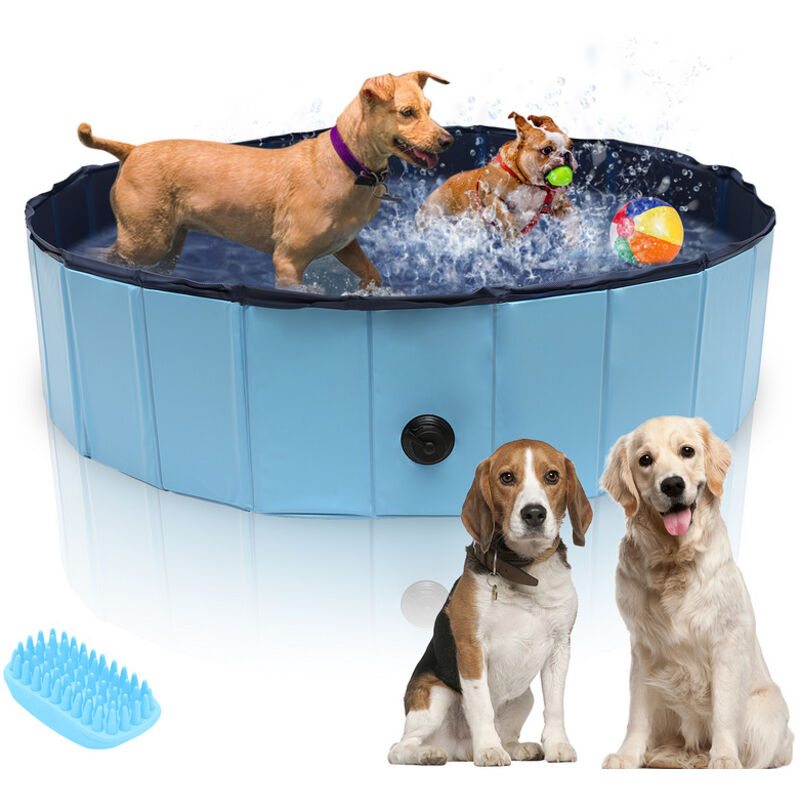 Piscine pour chiens Piscine pour animaux Cadeau Colle pvc+mdf Bain Pliable 120x30CM - Swanew