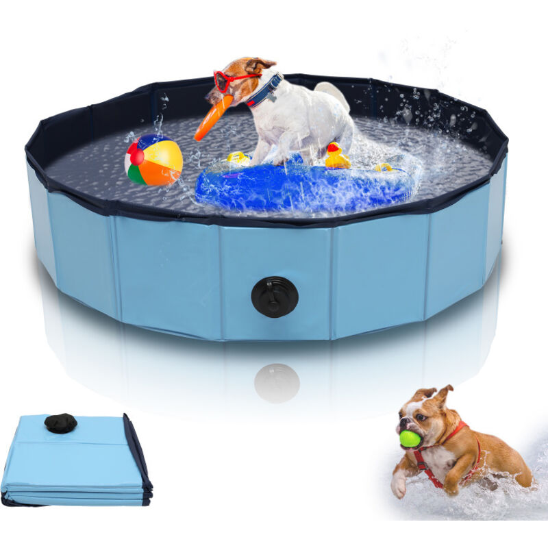 Piscine pour chiens Piscine pour animaux Cadeau Colle pvc+mdf Bain Pliable 80x20CM - Swanew