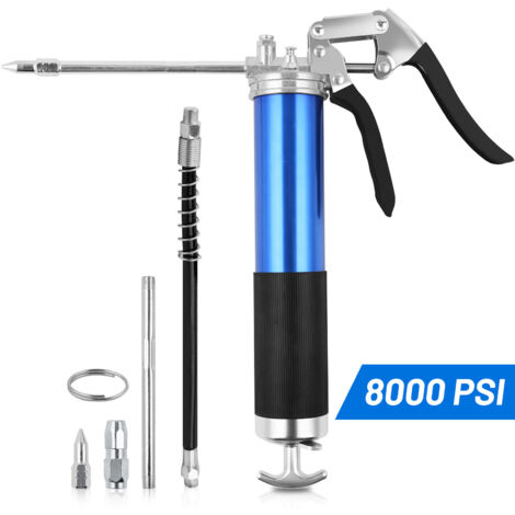 SWANEW Pistola per grasso 8000psi con tubo di iniezione e ugello inclusi Pistola per grasso da officina con leva. azionamento con una sola mano Pistola per grasso