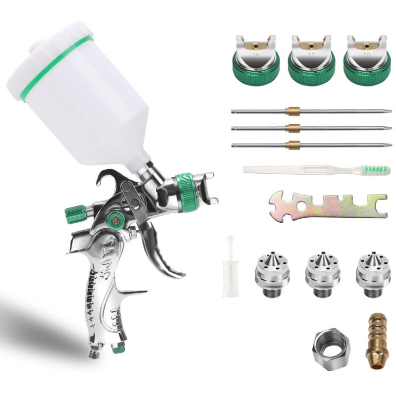 Swanew - Pistolet à peinture hvlp 140L/min 0.35Mpa 1.4/1.7/2.0mm 3 buses de taille