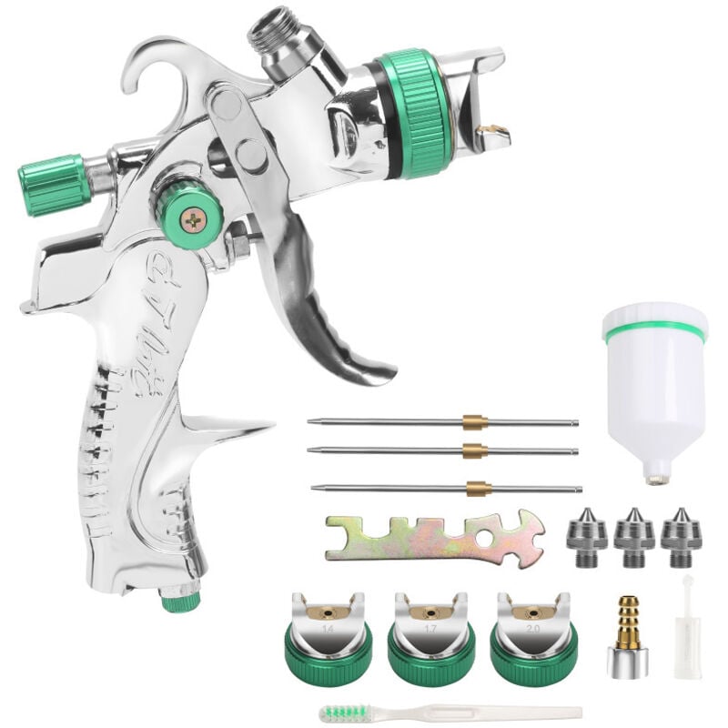 Swanew - Pistolet pulvérisateur set 1,4 + 1,7 + 2 mm Pistolet hvlp Pistolet pulvérisateur, buse : 1,4 + 1,7 + 2 mm