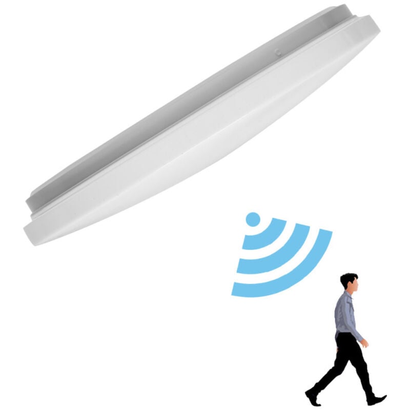 Swanew - Plafonnier à detecteur Plafonnier led 18W avec détecteur de mouvement Télécommande Chambre d'enfant Blanc neutre - Blanc