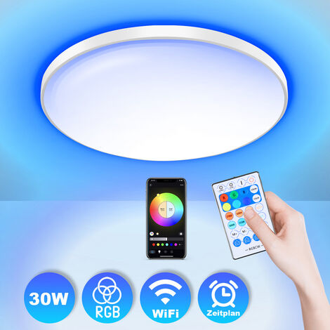 SWANEW Plafonnier LED RVB 30W App Télécommande Plafonnier avec télécommande - Blanc