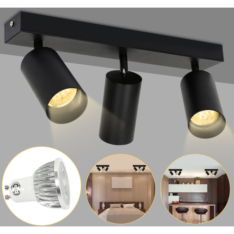 Swanew - Plafonnier Plafonniers led Spot de plafond argenté Spot de plafond pivotant couloir 3 flammes