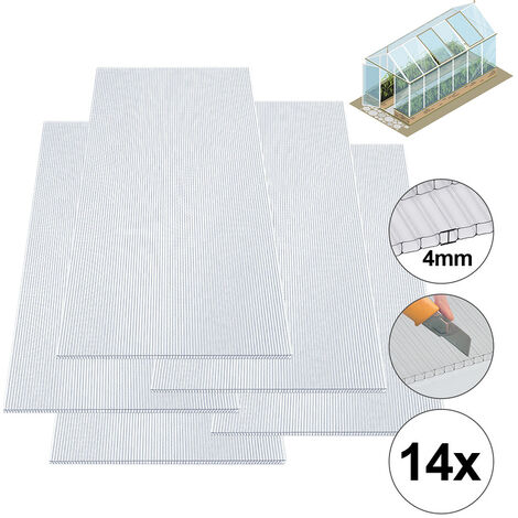 SWANEW Plaque de polycarbonate creux 10,25 m² 14 unités Plaques à double paroi 4mm d'épaisseur Serre abri - Transparent