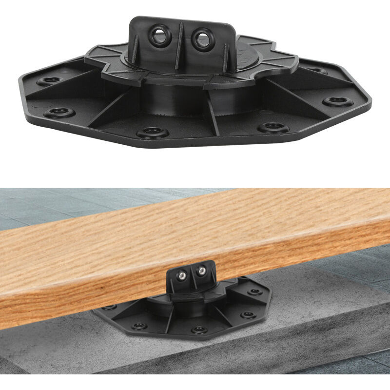 Swanew - Plot terrasse bois ou composite Noir Plot terrasse pour dalle réglable 18-30 mm 20x