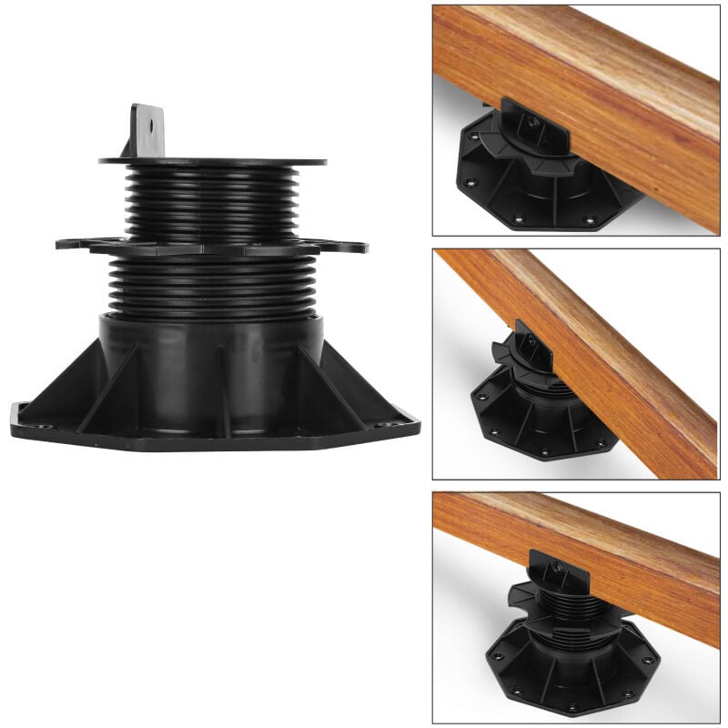 Swanew - Plot terrasse bois ou composite Noir Plot terrasse pour dalle réglable 60-140 mm 10x