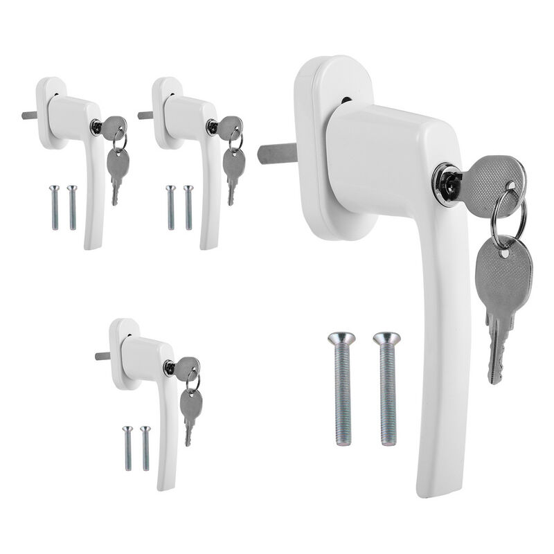 Swanew - 4X Poignée de fenêtre en aluminium Poignée de fenêtre Olive de fenêtre Set verrouillable Poignée Bouton Serrure - Blanc