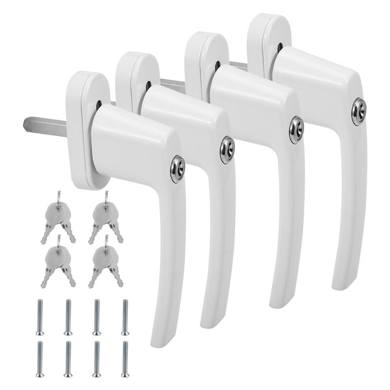 Swanew - Poignée de fenêtre avec serrure Verrouillable Alu même clé blanche -4X Blanc