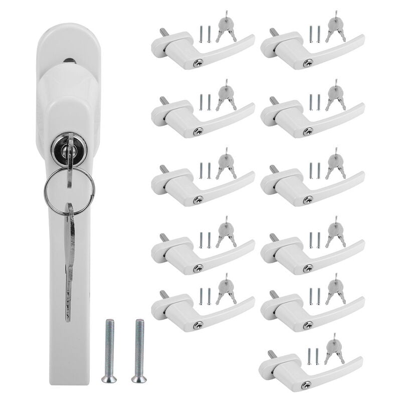 Poignée de fenêtre avec serrure Verrouillable Alu même clé blanche -12X Blanc