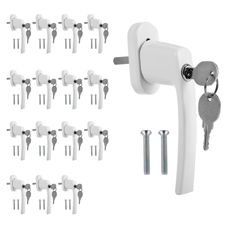 Swanew - 16X poignées de fenêtre Poignée de fenêtre boutons de fenêtre poignées de porte Serrure verrouillable incluses 35mmBlanc