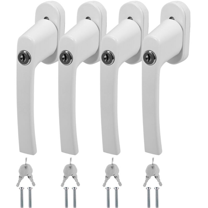 Swanew - Poignée de fenêtre verrouillable Bouton à fermeture identique Poignée de fenêtre de sécurité en aluminium blanc 4X