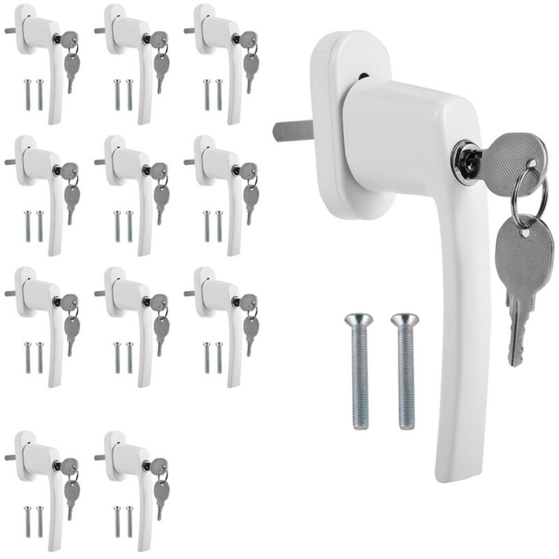 Swanew - Poignée de fenêtre en aluminium Olive de fenêtre verrouillable avec serrure Poignée de fenêtre de sécurité blanc 12X