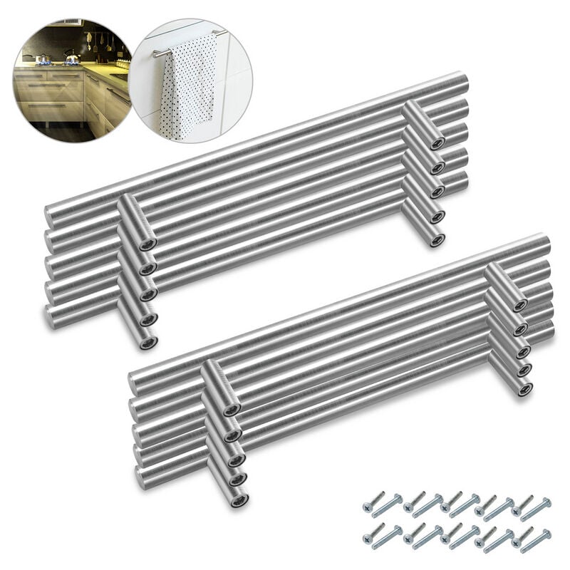 Poignées de meubles Poignée d'armoire Poignée de porte de cuisine Acier inoxydable 156x96x12MM 20 pièces - Swanew