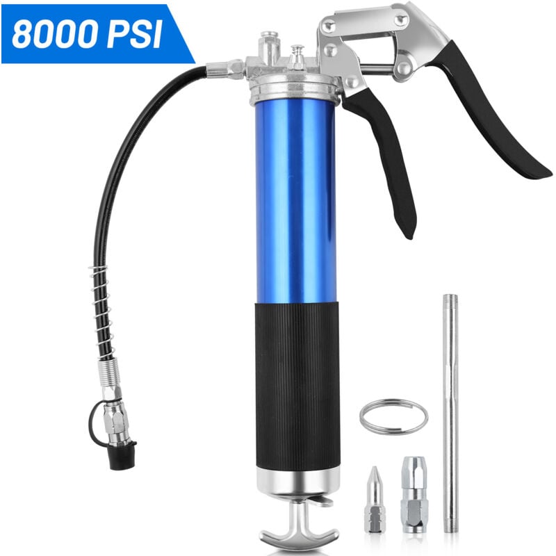 SWANEW Pompe graisse Manuelle Cartouches,Pompe à graisse à cartouche tube d'injection et embout inclus Pompe à graisse d'atelier avec levier 8000psi