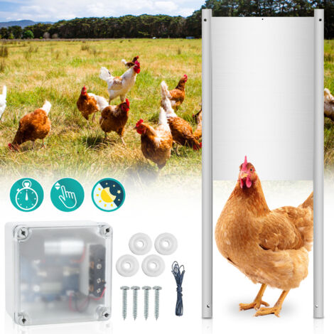 SWANEW Porta automatica per pollaio con timer e sensore di luce, chiusura in alluminio per animali domestici