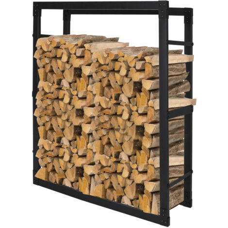 SWANEW Porta legna - Range-bûches - Porte buche -noir- porta legna da ardere per interni ed esterni100x80x25cm