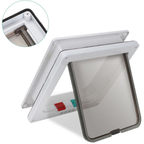 SWANEW Porta per gatti con chiusura magnetica e 4 vie, resistente agli agenti atmosferici, facile da installare, garantendo un'isolamento perfetto e una maggiore sicurezza per il tuo animale L 25x23,5