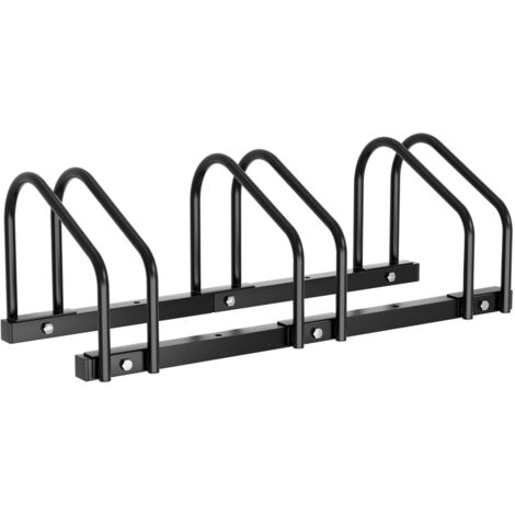 SWANEW Portabici per 3 bici, 70,5x32x26cm, Portabici in acciaio zincato, fissaggio a pavimento/parete, per pneumatici con larghezza da 3,5 a 5,5 cm, nero