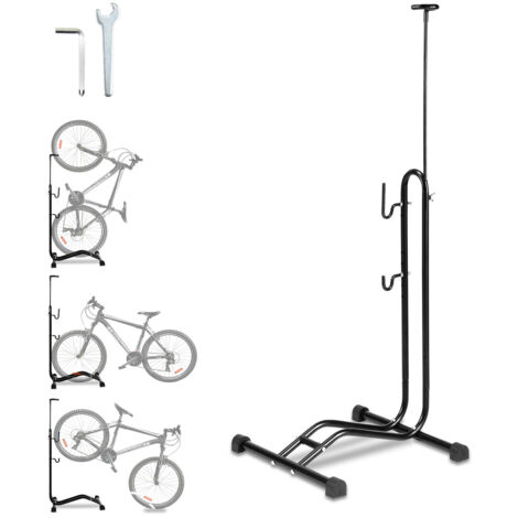 SWANEW Portabiciclette a pavimento per 1 bici. portabici da giardino o garage regolabile nero