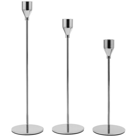 SWANEW Portacandele Portacandele a colonna Retro Decor Portacandele conici Portacandele conici Portacandele 3 pezzi argento