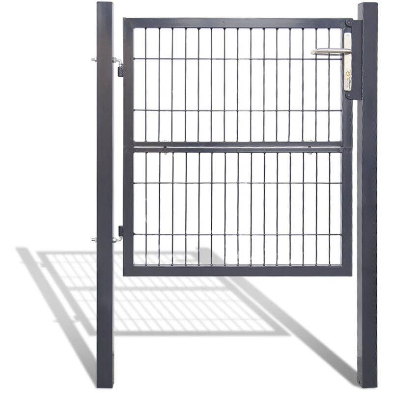 Portail de clôture de jardin Portillon grillagé avec poteaux Acier Portail de jardin Avec serrure 100100CM Anthracite - Swanew