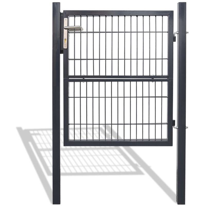 Portail de clôture de jardin Portillon grillagé avec poteaux Acier Portail de jardin Avec serrure 120100CM Anthracite - Swanew