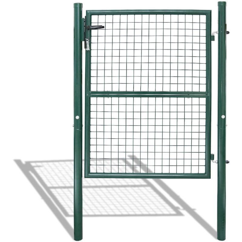 Portail de clôture de jardin Portillon grillagé avec poteaux Acier Portail de jardin Avec serrure 150100CM Vert - Swanew