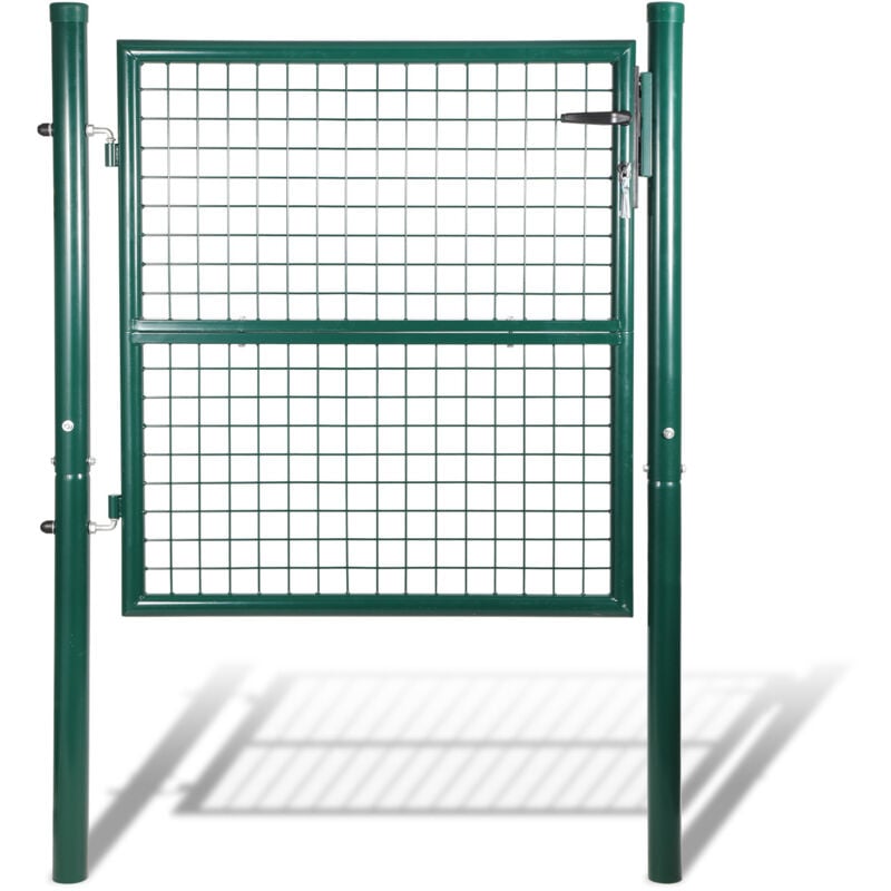 SWANEW Portail de jardin Portillon de Jardin Grillagé, en Acier Galvanisé, Clôture avec Serrure, Porte 100 x 100cm, Vert