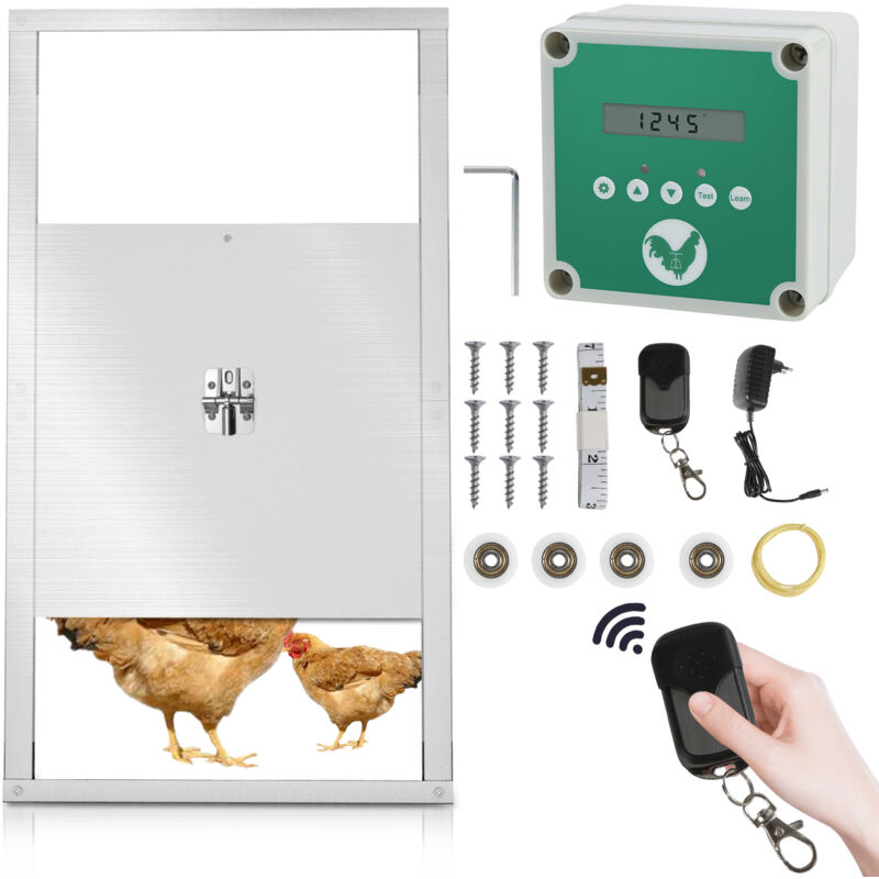Swanew - Porte automatique de poulailler avec minuterie en alliage d'aluminium automatique de poulet alimenté
