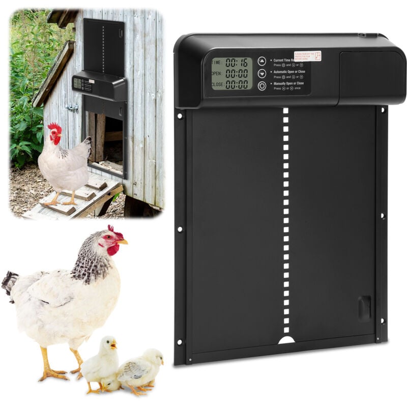Swanew - Porte Automatique Poulailler avec Minuterie Anti-pincement ,Porte Poulailler Automatique Resiste aux Predateurs, Poulets Poules Oies