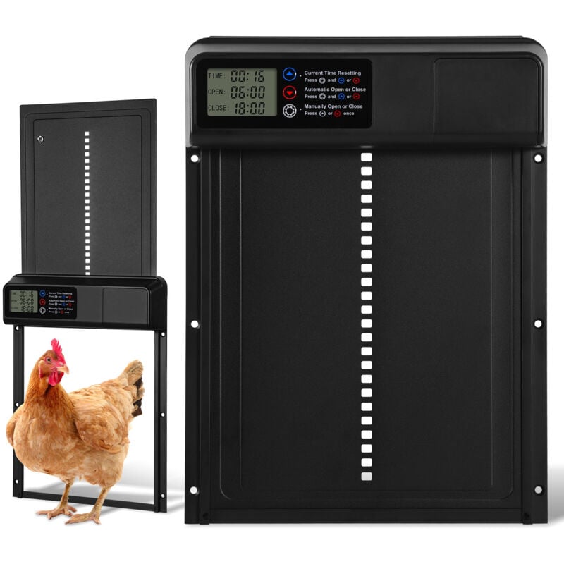 Porte automatique solaire pour poulailler avec minuterie, télécommande et ouverture électrique - Swanew