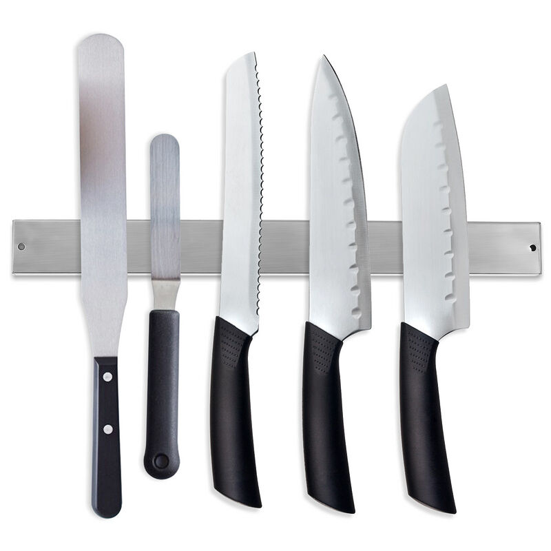 Swanew - Porte-couteau Support mural adhésif Porte-couteau magnétique en acier inoxydable pour ustensiles de cuisine Couteaux 40cm 2x