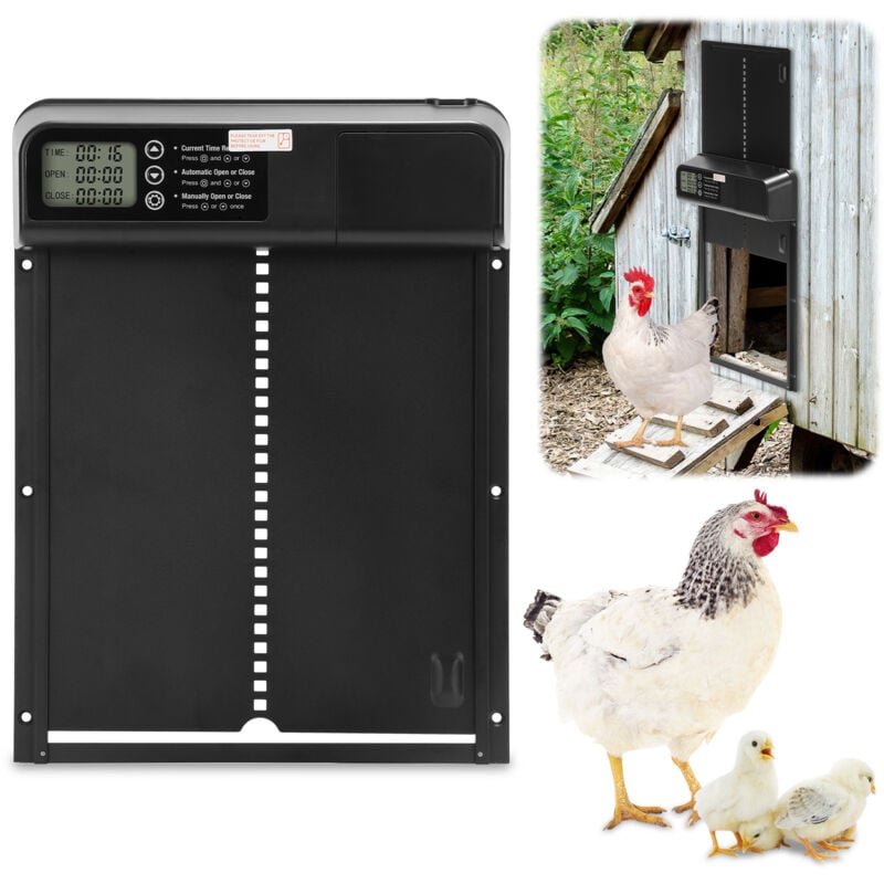 Swanew - Porte de Automatique Poulailler avec Minuterie Anti-pincement,Porte Poulailler Resiste aux Predateurs, Poulets Poules Oies