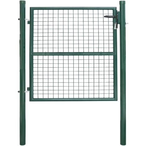 SWANEW Portillon de jardin 100 x 100 cm avec serrure maille métallique - Vert