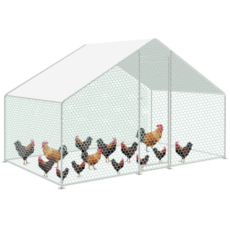 Swanew - Enclos poulailler grillagé avec porte latérale et toit dôme 6 m² 3x2x2m