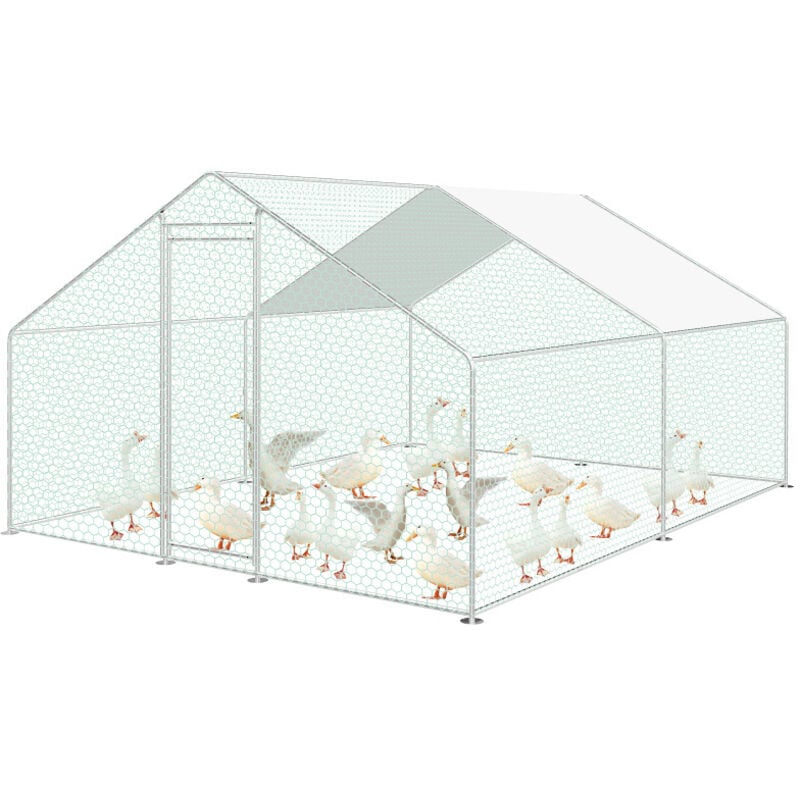 Swanew - Enclos poulailler grillagé avec porte latérale et toit dôme 12 m² 3x4x2m