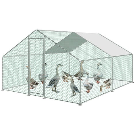 SWANEW Poulailler poulailler galvanisé lapin cage 3x4x2m poulailler cage PE toit