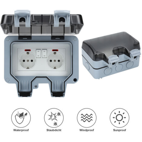 SWANEW Presa da esterno impermeabile con interruttore. scatola di giunzione impermeabile. presa da esterno a doppia parete per cucina. IP66