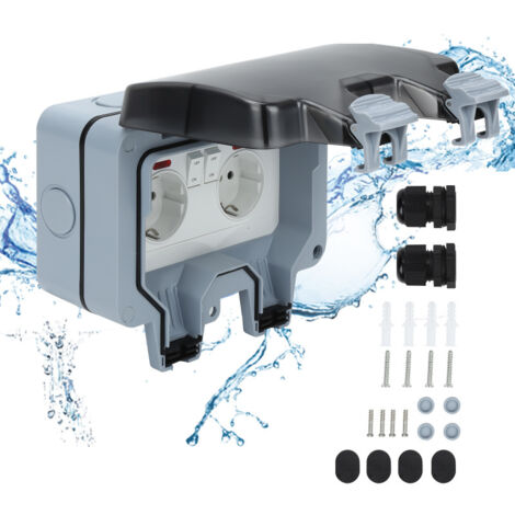 SWANEW Presa da esterno impermeabile IP66 con interruttore. presa da esterno a doppia parete per cucina. piscina e giardino