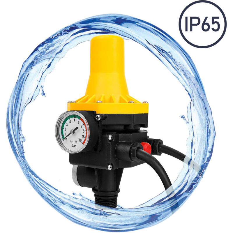 Swanew - Pressostat Jardin Contrôleur 10 bar max 1.1kw de pression de pompe avec câble Jaune