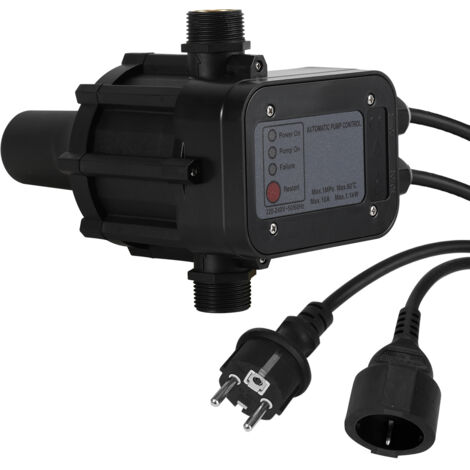 SWANEW Pressostato da giardino Regolatore di pressione della pompa 10 bar max 1,1kw con cavo Nero