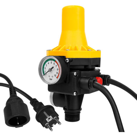 SWANEW Pressostato da giardino Regolatore di pressione pompa 10 bar max 1,1kw con cavo giallo