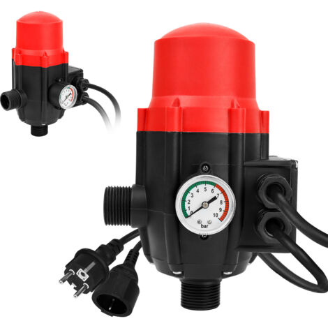 SWANEW Pressostato da giardino Regolatore di pressione pompa 10 bar max 1,1kw con cavo rosso